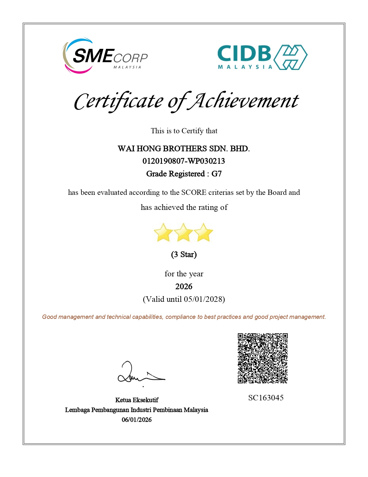 CIDB Score_Certificate - WAI HONG BROTHERS SDN. BHD._page-0001