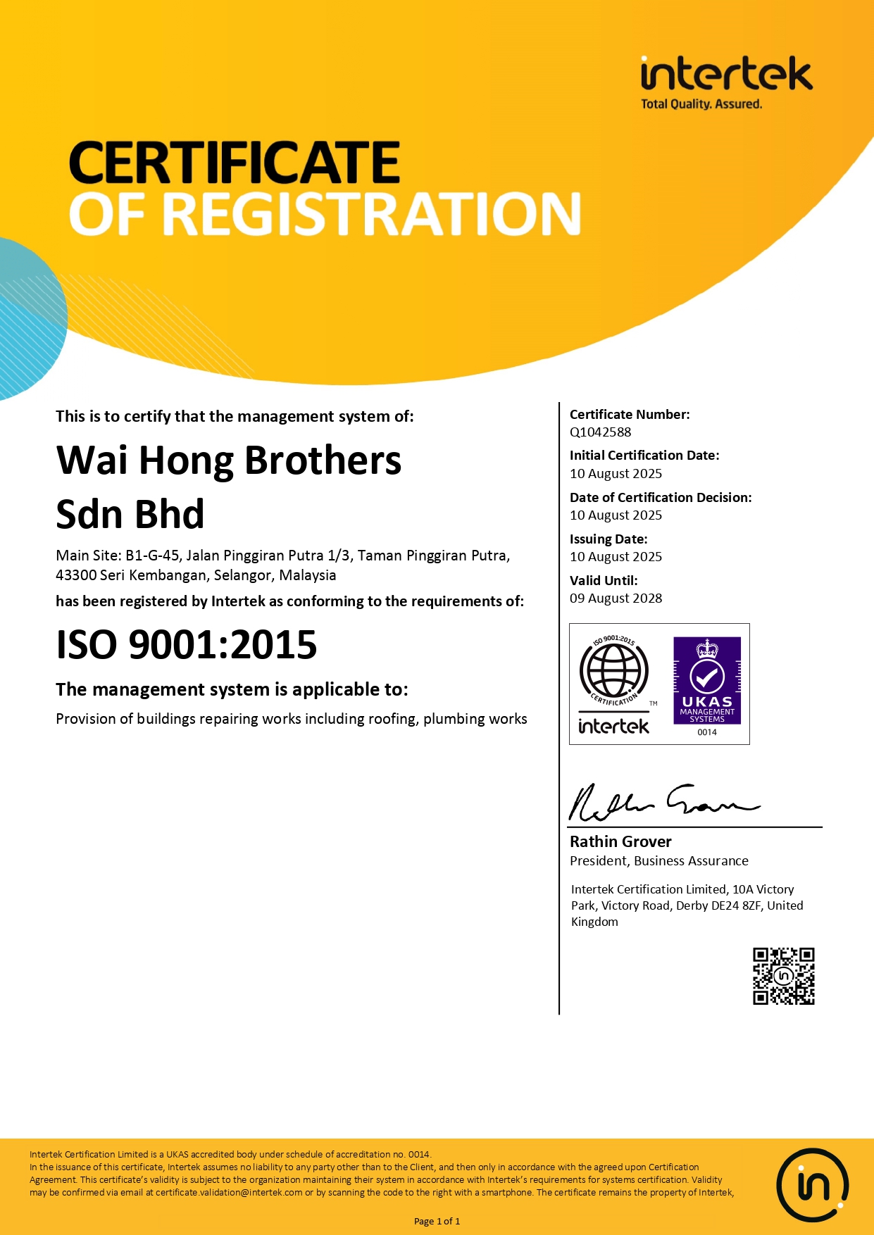 Certification ISO 90012015 Quality Management System_page-0001